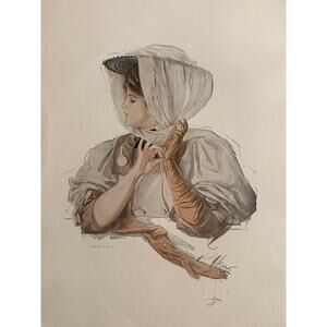 The Motor Girl, Harrison Fisher, Painting Print, Book Page, Art, ~ 250728-WH 125